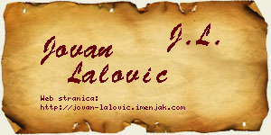 Jovan Lalović vizit kartica